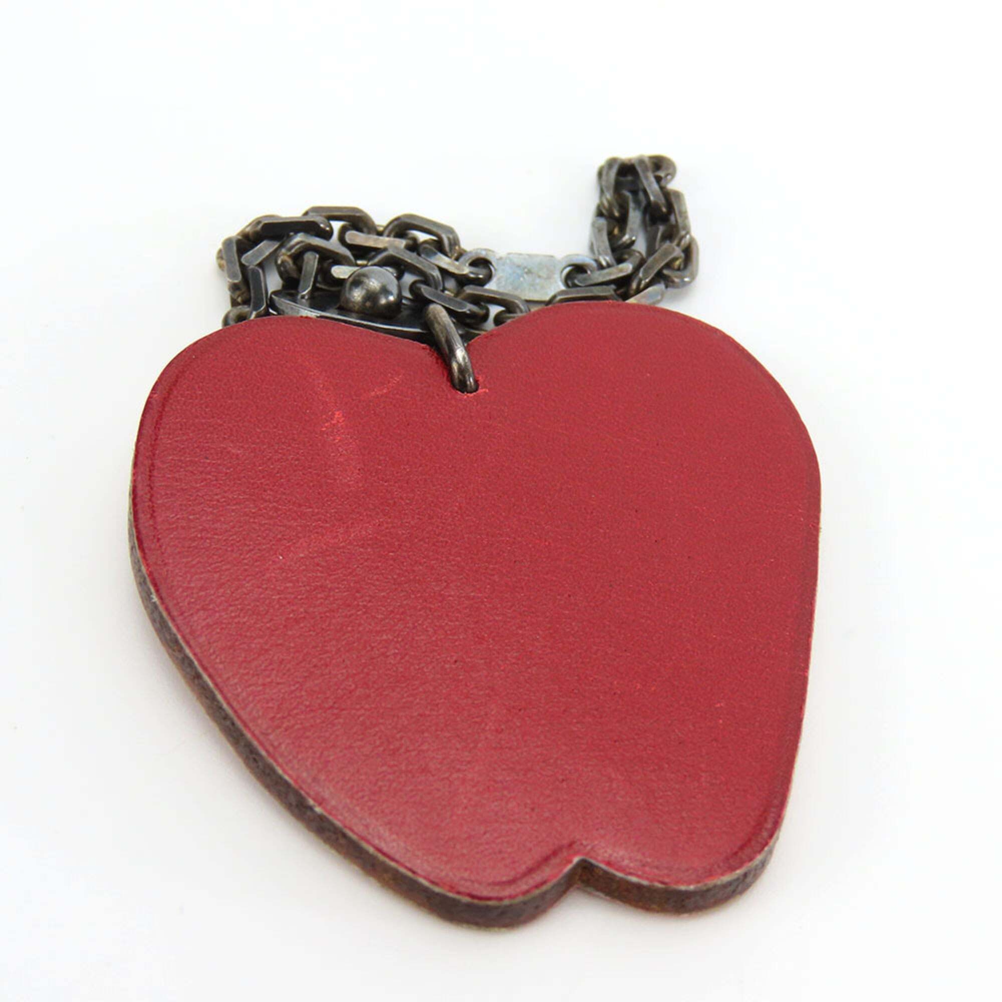 Hermes Bag Charm Apple Fruit Leather Silver 925 Red Women's Hermes